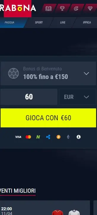 Registrazione su Rabona per dispositivi mobili Registrazione su Rabona per dispositivi mobili