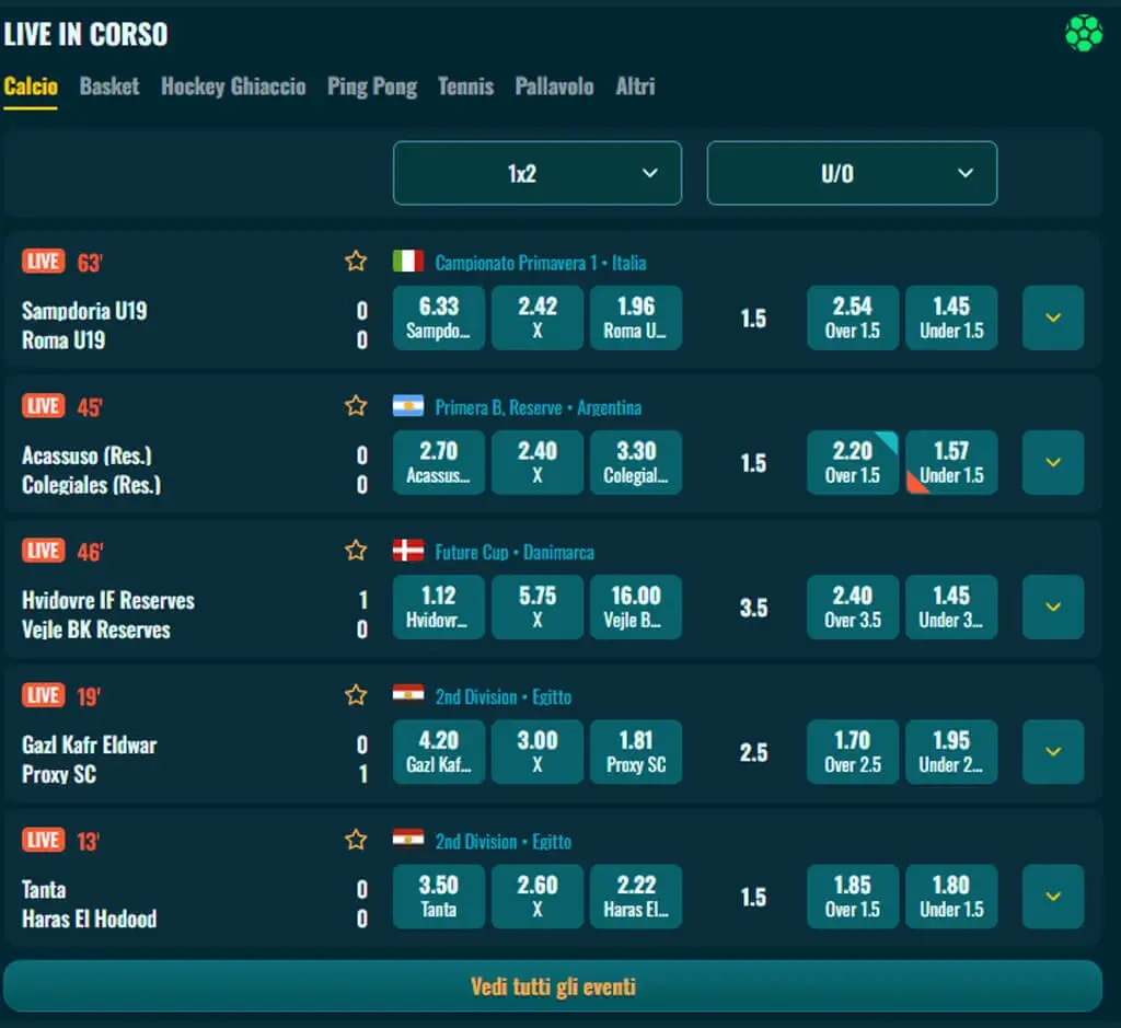 Scommesse sportive di Spinanga su PC Scommesse sportive di Spinanga su PC